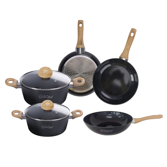 Galileo Σετ μπαταρίας 7 τεμαχίων με αντικολλητική κεραμική επίστρωση εσωτερικού από κράμα αλουμινίου για επαγωγικές εστίες Osaka SChef 5920033