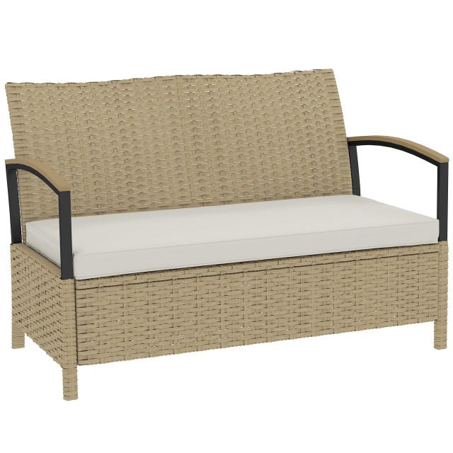 Outsunny Μεταλλικός πάγκος αποθήκευσης 125 L με μαξιλάρι καθίσματος, 123 x 70 x 82 εκ., χακί 865-046V00KK