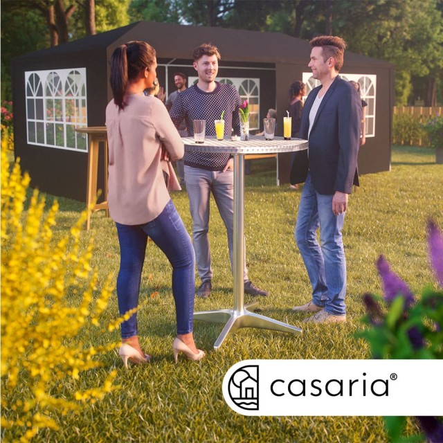 Casaria Ρυθμιζόμενο Αλουμινένιο Μπαρ Τραπέζι Ø60cm σε Ασημί Χρώμα 100591