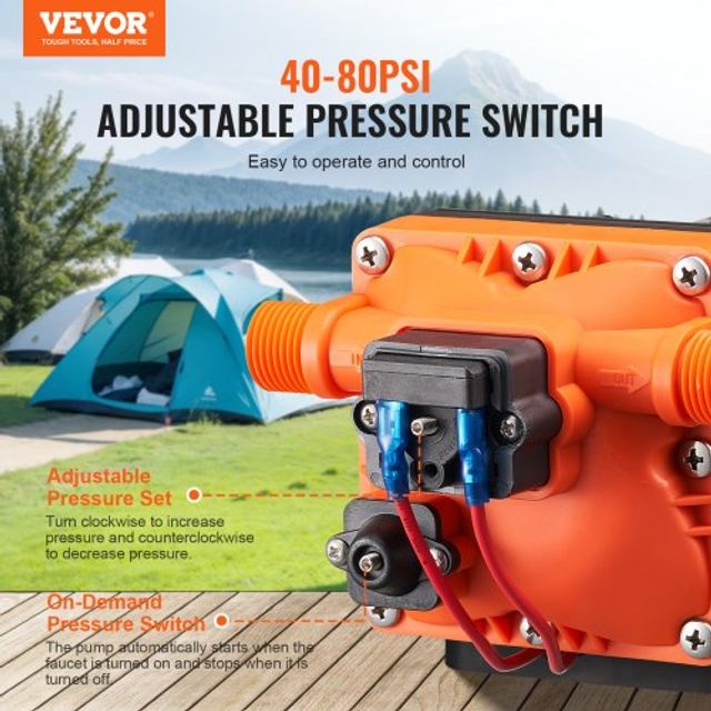 VEVOR  Αντλία Διαφράγματος 12V 3GPM 11.36 L/min 4-Θαλάμων με Διακόπτη Πίεσης 12VYYSB4Q30GNDLZ6V9
