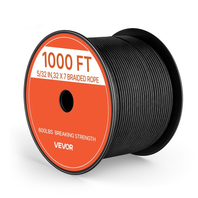 VEVOR Νάιλον κορδόνι αλεξιπτώτου 4 mm x 305 m, 7κλωνο, 272 kg, μαύρο BXBZSBXBZPTJWABXX001V0