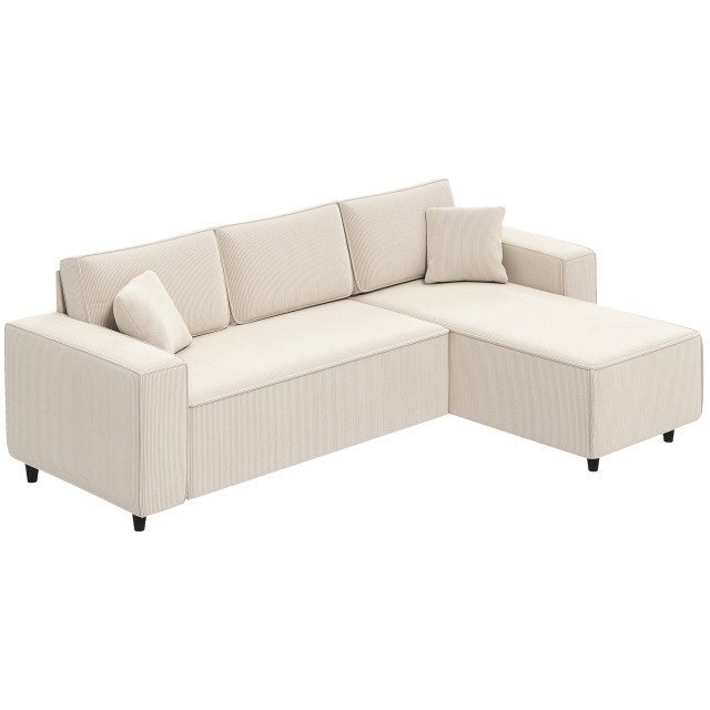 HOMCOM Τριθέσιος Καναπές με Χαμηλή Πλάτη, 241x153x83 εκ., Λευκό Κρεμ 83B-352V00CW