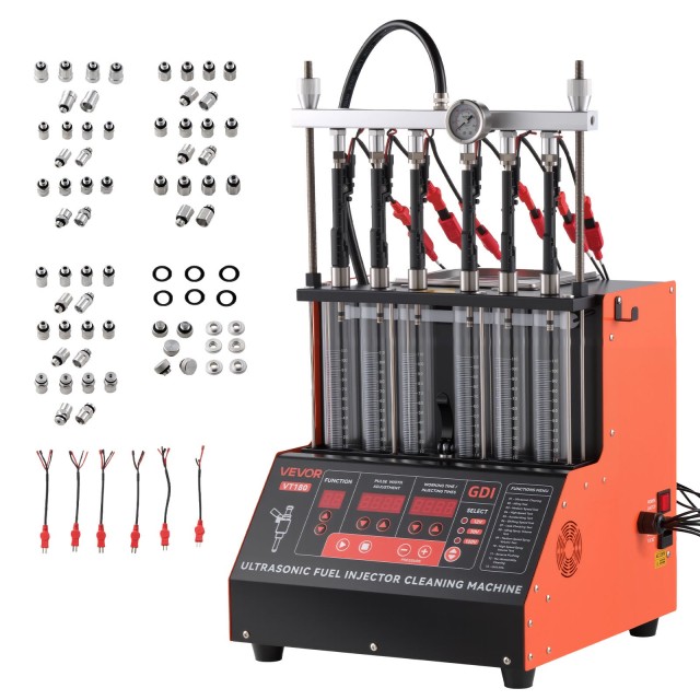 VEVOR Μηχανή Καθαρισμού Μπεκ Εγχύσεων, 9 Λειτουργίες Δοκιμής, Υπερηχητική 6-Κύλινδρη 28kHz, Ρυθμιζόμενη 12V/70V/120V για Αυτοκίνητα & Μοτοσικλέτες CSBPYZQXJ6G1PAL6A001V2