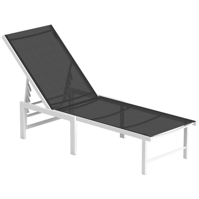 Outsunny Ξαπλώστρα με ρυθμιζόμενη πλάτη σε 5 επίπεδα, από ατσάλι και textilene, 60x166x84 cm, λευκό και γκρι. 84G-596V01GY