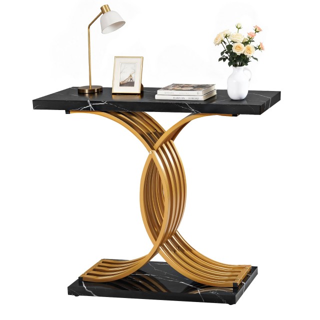 Χρυσή Κονσόλα Μοντέρνο Ξύλινο Ορθογώνιο Τραπέζι με Μεταλλικά Πόδια 100 x 30 x 81 cm VEVOR BSXGZEKXDFDCWO7G0001V0