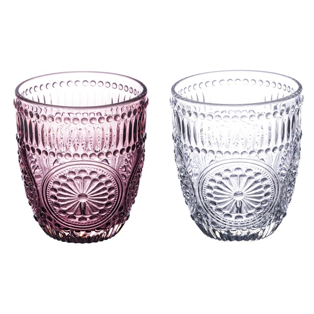 Galileo Σετ 2 ποτήρια νερού 330 ml από γυαλί με ανάγλυφο γεωμετρικό σχέδιο Siviglia Sibilla 5920799