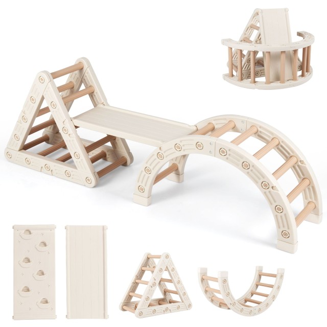 Costway Πολυλειτουργικό Παιχνιδοκατασκευή 5 σε 1 με Τσουλήθρα, Σκάλα & Αναρριχητικό Τρίγωνο UY10186CF