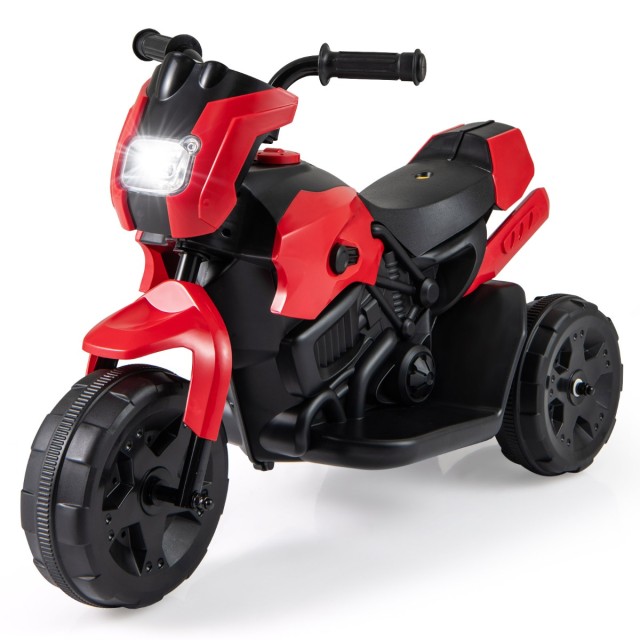 Costway Ηλεκτρικό Παιδικό Τρίτροχο Μηχανάκι 6V με LED Φώτα και Ποδόπληκτρο - Κόκκινο TQ10437DE-RE