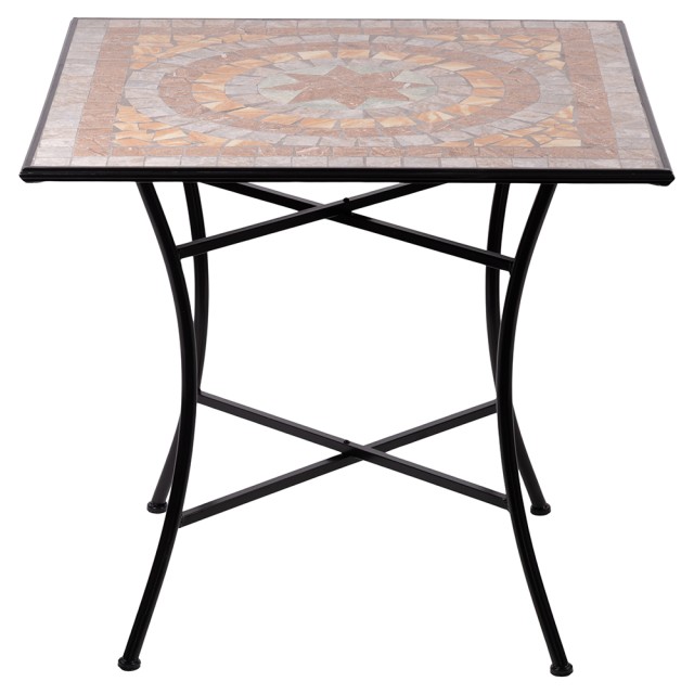 Galileo Τετράγωνο εξωτερικό τραπέζι 83x83x75 cm από σίδερο με κεραμικό μωσαϊκό διακόσμηση Κύπρος Est 2192582