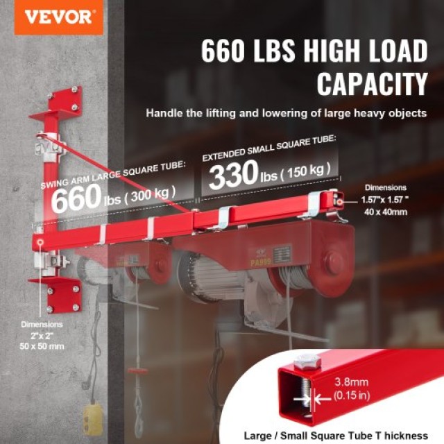 Βραχίονας Ανύψωσης VEVOR, 300 kg, Περιστροφή 180°, για Εργαστήριο/Γκαράζ HLZJTZ2003007OOWSV0