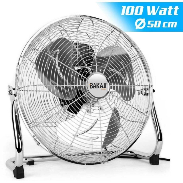 BAKAJI  Επιδαπέδιος ανεμιστήρας Ατσάλι 100 W Πτερύγια Αλουμινίου 50 εκ 3 Ταχύτητες Περιστρεφόμενος  02832388
