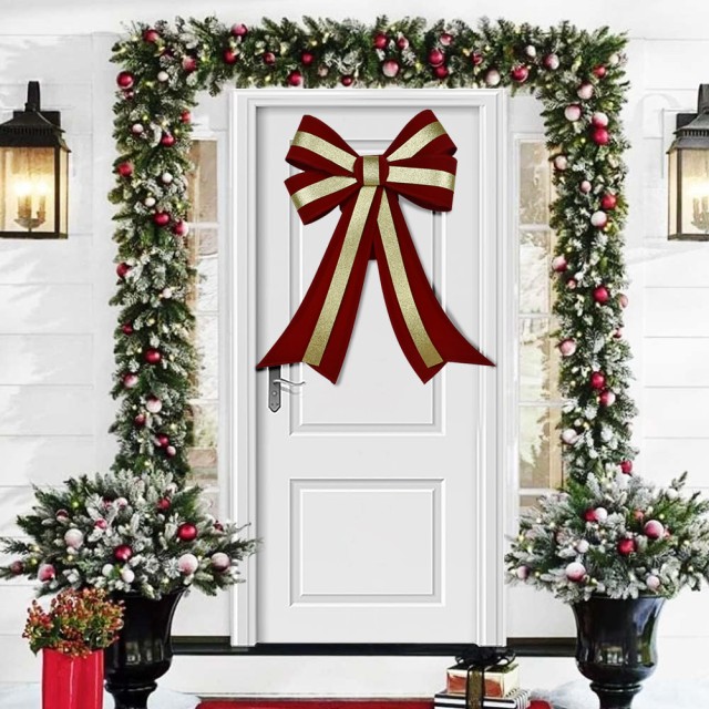 BAKAJI Χριστουγεννιάτικο Φιόγκο Πόρτας 45x75 Κόκκινο και Χρυσό Διακόσμηση για την Πόρτα των Χριστουγέννων 02842884