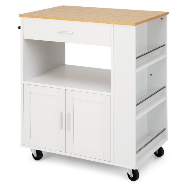 Costway Κουζινοκαρότσι με 3 Ράφια Μπαχαρικών 82 x 46 x 92 cm Λευκό KC55391WH