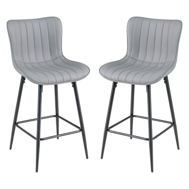 Costway Σετ 2 ψηλών σκαμπό κουζίνας με εργονομική πλάτη και επενδεδυμένο κάθισμα, γκρι, 94 x 47 x 51 cm JV13727GR-2