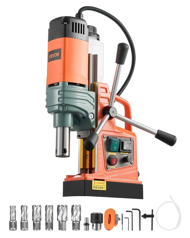 VEVOR Μαγνητικό Δράπανο 1450W, Διάμετρος Κορώνας 50 mm, Μαγνητική Δύναμη 13000 N, με 6 Κορόνες, Ρυθμιζόμενη Ταχύτητα CLZTJ6JTFP50QLWW7001V2
