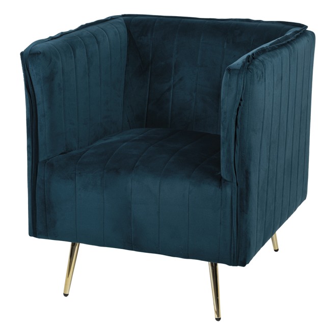 Galileo Πολυθρόνα vintage πετρόλ σε ξύλο με επένδυση από πολυεστέρα με εφέ βελούδου Sibilla 5907668