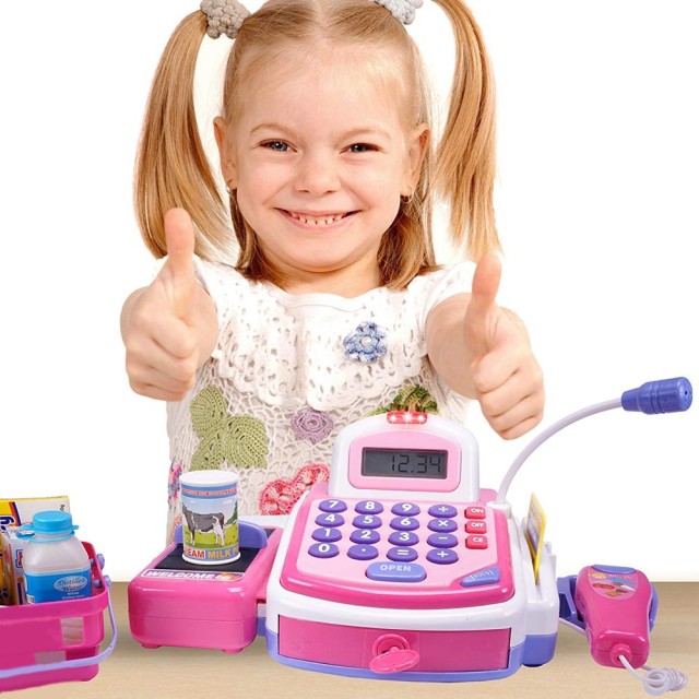 BAKAJI  Ταμειακή Μηχανή Παιχνίδι για Παιδιά με Σαρωτή, Μικρόφωνο και Καλάθι για Παιχνίδι Αγορών  02814245