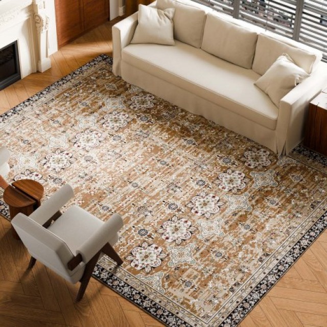 VEVOR Μεγάλο Χαλί Αντιολισθητικό 9x12 ft Vintage Καφέ-Πράσινο Εσωτερικού Χώρου JXTDDT9X12FTZRK7Q001V0