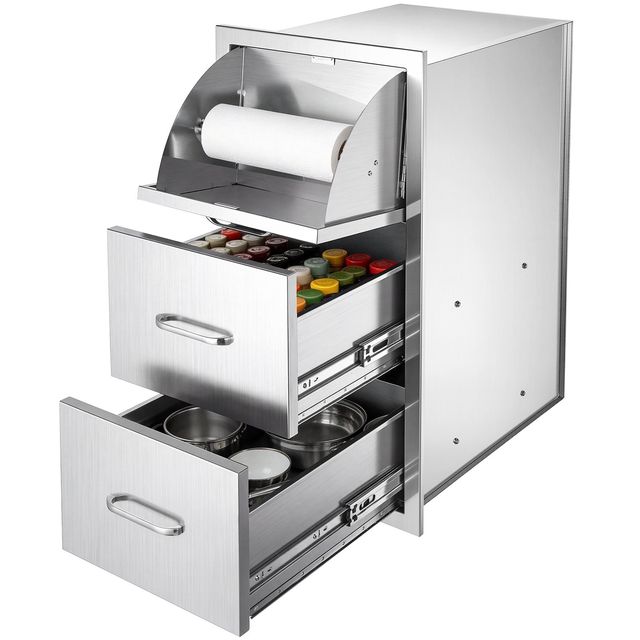 VEVOR Συρτάρια Εξωτερικής Κουζίνας για BBQ, 76,1 x 52,1 x 40,65 cm, με Θήκη Ρολού και Λαβή ZJJHWJ165W29UWG4P001V0