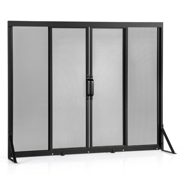 Costway Μεταλλική Προστασία Τζακιού με Τρίγωνο Πλαίσιο 96 x 79 cm HV10756