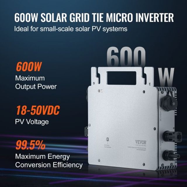 VEVOR Ηλιακός Μικρομετατροπέας 600W IP67 με Απομακρυσμένη Παρακολούθηση  IP67WXBWNBQIXFKWLV2