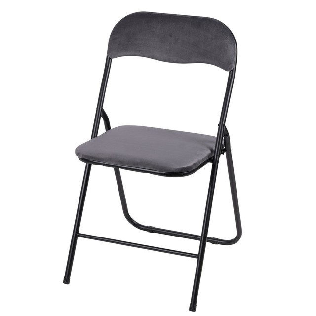 Galileo Καρέκλα πτυσσόμενη εξοικονόμησης χώρου με βελούδινη υφή σε γκρι χρώμα 5914218