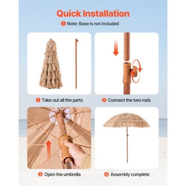VEVOR Ομπρέλα Πατιού Τίκι 6.5 ft Παραλίας DCS65FTKQXJDXK1EI001V0