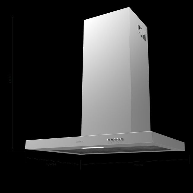 CECOTEC Απορροφητήρας Τ 70 cm Inox 3 Bolero Flux TM 703500 50 m³/h 70W Κλάση A 3 Ταχύτητες Φωτισμός Φίλτρο Άνθρακα CEC-02877
