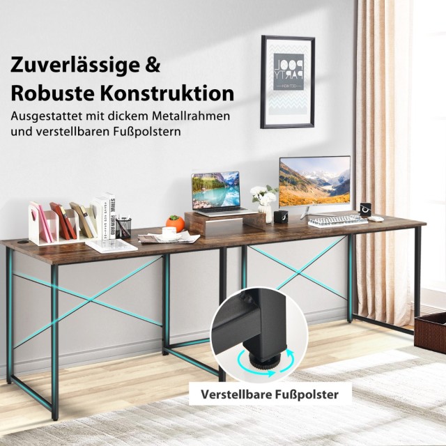 Costway Αναστρέψιμο Γραφείο Υπολογιστή σε Σχήμα L με Μεταλλική Κατασκευή και Ρυθμιζόμενη Βάση Οθόνης CB10122CF