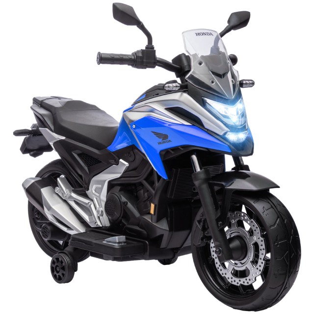 AIYAPLAY Ηλεκτρική Παιδική Μοτοσικλέτα Honda 12V με Διπλό Μοτέρ, Ροδάκια, 3 km/h, έως 30 kg, Μπλε 370-319V90BU