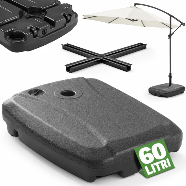 BAKAJI Βάση Ομπρέλας Κήπου Τύπου Μπανάνα, Γεμιζόμενη 60 Λίτρα με Νερό ή Άμμο και Ρόδες 02002154