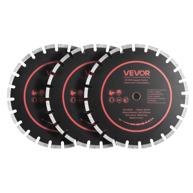 VEVOR Σετ Διαμαντόδισκων 359 mm 3 τμχ, Φ25,4 mm, για Σκυρόδεμα και Τοιχοποιία HNTJDP14INCHX7RQH001V0
