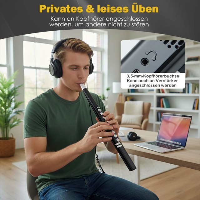 Costway Φορητό Ηλεκτρονικό Πνευστό Όργανο με 13 Ήχους, 2 Συστήματα Δακτυλισμού & 3 Επίπεδα Ευαισθησίας - Μαύρο MU10114DE-DK