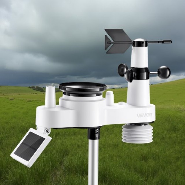 VEVOR 7-σε-1 Wi-Fi Μετεωρολογικός Σταθμός, Οθόνη TFT 177.8 mm, Ασύρματος Ηλιακός Εξωτερικός Αισθητήρας, Βροχόμετρο, Εσωτερικού-Εξωτερικού για Πρόγνωση Καιρού, Ταχύτητα & Κατεύθυνση Ανέμου, Θερμοκρασία, Υγρασία, Βροχόπτωση TYNQXZWIFI75YOYUJ001V2