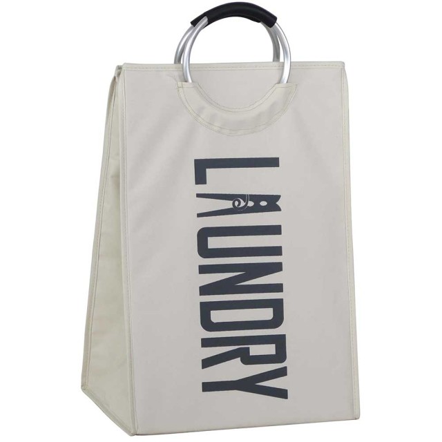 BAKAJI Πτυσσόμενο Καλάθι Απλύτων Υφασμάτινο με Μεταλλικές Λαβές - Κρεμ 02822744