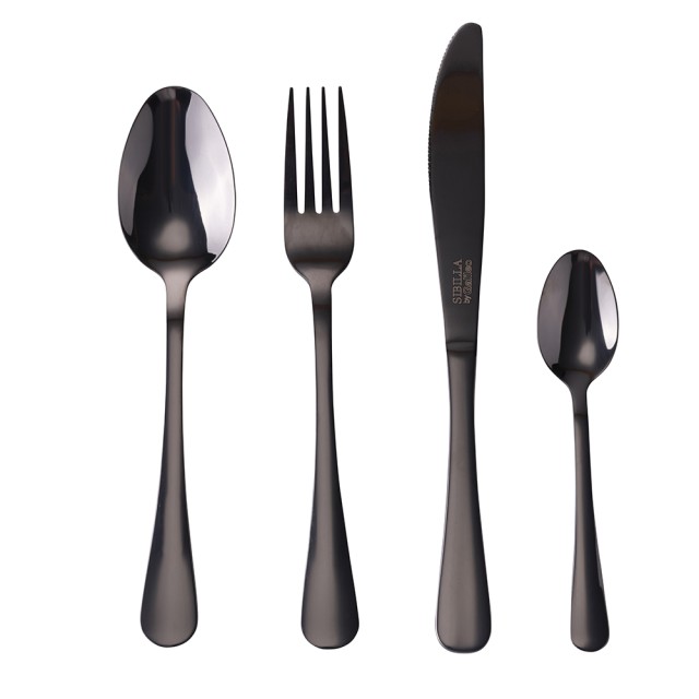 Galileo Σετ 16 μαχαιροπίρουνα από μαύρο γυαλιστερό ανοξείδωτο χάλυβα 180 5Th Avenue Sibilla 5914846