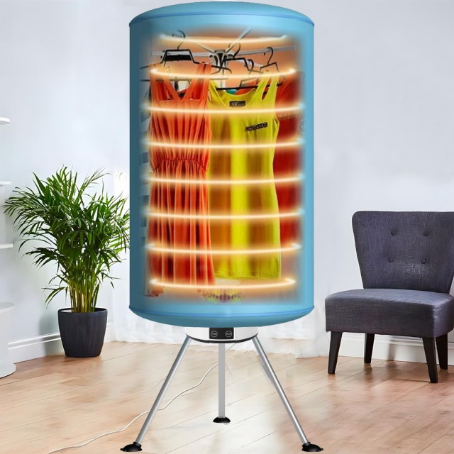 BAKAJI Ηλεκτρικό Στεγνωτήριο Ρούχων με Μπαλόνι και Τηλεχειριστήριο, Οθόνη 1000W Ζεστού Αέρα 02001737