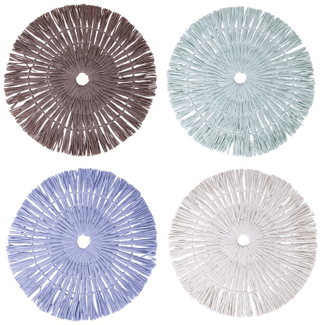 Villa DEste  Σετ 4 τμχ Στρογγυλό πλεκτό σουπλά 38 εκ από χαρτί 4 αποχρώσεις Φύσης 5918571