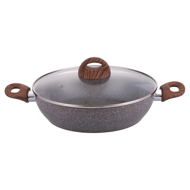 Galileo Τηγάνι 28 εκ. με εσωτερική επικάλυψη αντικολλητικής κεραμικής με κράμα αλουμινίου για επαγωγή, καπάκι από σκληρυμένο γυαλί Arizona SChef 5920483