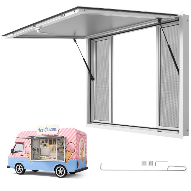 VEVOR Παράθυρο Εξυπηρέτησης για Food Truck 1220x915 mm από Κράμα Αλουμινίου με 4 Συρόμενα Παράθυρα Σίτας FCBWCK4836NC2QRQF001V0