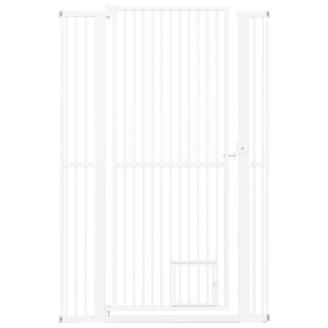 Costway Μεταλλικό Παιδικό Πόρτα Ασφαλείας 77-104x150cm Χωρίς Τρυπήματα Λευκό PW10126WH