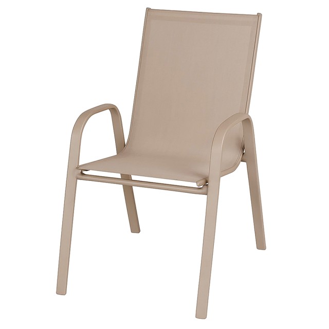 Galileo Καρέκλα εξωτερικού χώρου με μπράτσα από χάλυβα άνθρακα, PVC και πολυεστέρα σε απόχρωση tortora Est 5906438