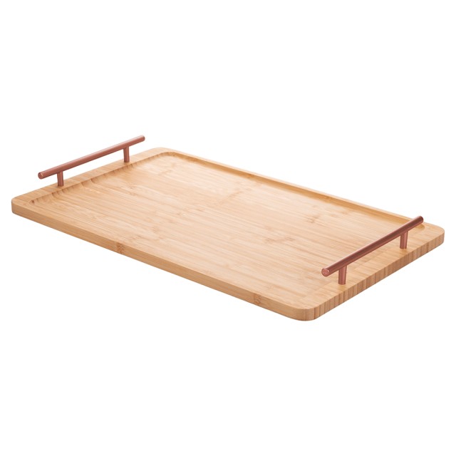 Villa DEste  Ορθογώνιος δίσκος 50x30 εκ σε μπαμπού με χερούλια rose gold Natural 2188499