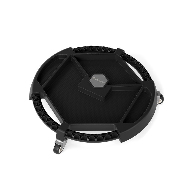 Costway Φορητός Ερπύστριος Εργαλείων με Τροχήλατο Δίσκο, 3 Περιστρεφόμενες Ρόδες και 4 Θήκες, Αντοχή 136kg, Μαύρο AU10055BK