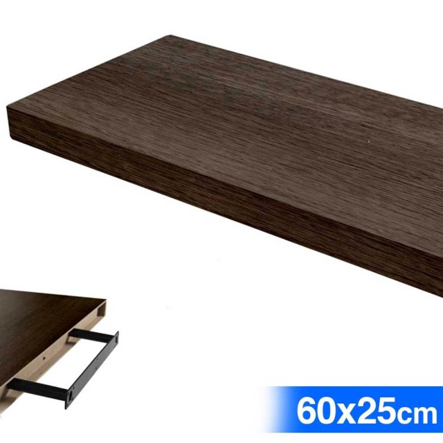 BAKAJI  Ορθογώνιο Ράφι Τοίχου 60x25x4cm Βιβλιοθήκη Ξύλο MDF Wenghe  02835191