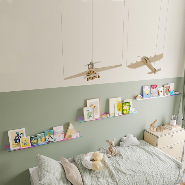 BAKAJI  6 x Πολύχρωμα Ράφια Τοίχου Πολυλειτουργικοί Οργανωτές 38x10x4,8cm 02841410