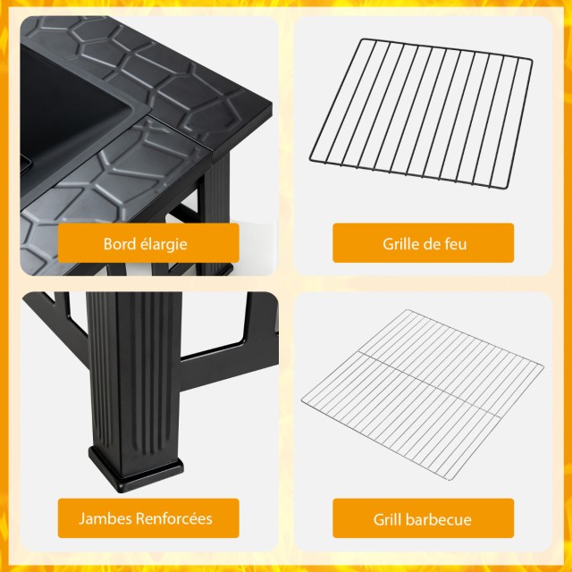Costway Τζάκι κήπου 3 σε 1 με προστατευτικό πλέγμα σπινθήρων 50 x 81 x 81 cm JV11914DK