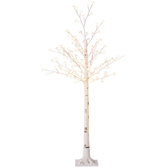 HOMCOM Φωτεινό Δέντρο Κερασιάς με 120 LED, 150 cm, 3 Επίπεδα Φωτεινότητας, για Εσωτερικό και Εξωτερικό Χώρο, Λευκό 830-629V92WT