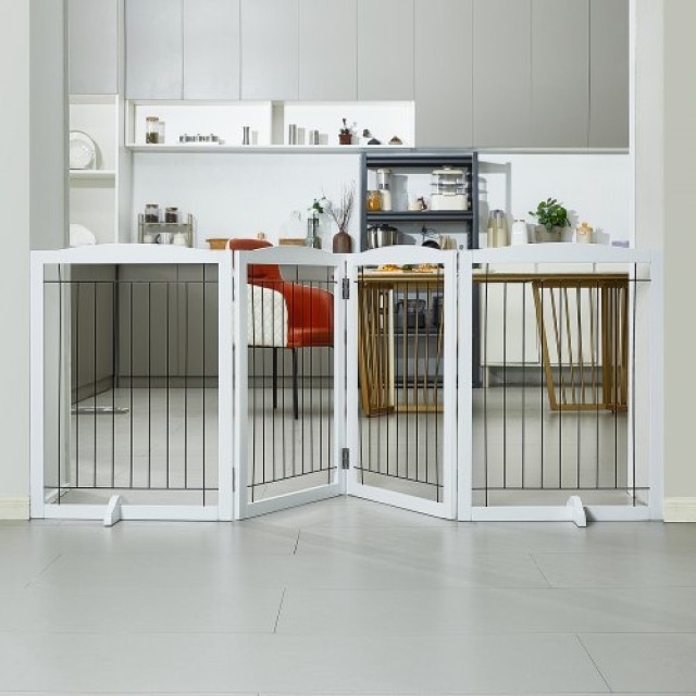 Πτυσσόμενη Λευκή Πύλη Κατοικιδίων VEVOR 32x96.5 εκ. KZDMZCWMBSSMNJA1FV0