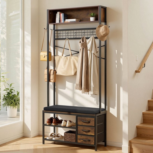 VEVOR Πολυλειτουργική Κρεμάστρα Εισόδου με Παγκάκι και Συρτάρια, 1800 mm TYDGNYMJDGSXQKPDX001V0